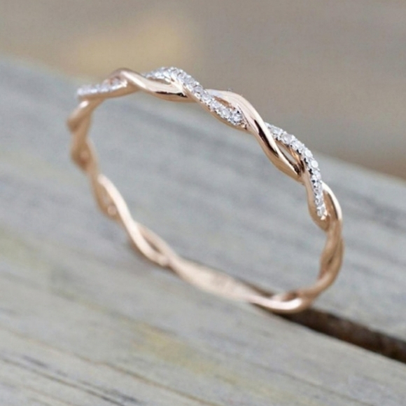 COPY - Delicate Rose Gold Twisted Ring Size 7 - Picture 2 of 2